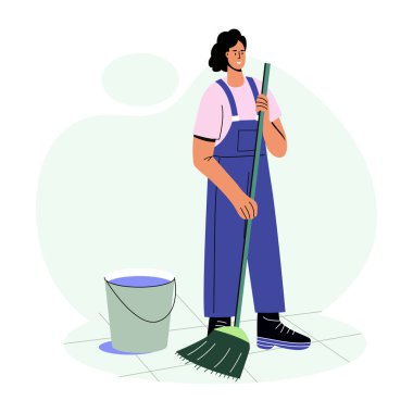 Bir ofis temizleyicisinin düz bir çizimi