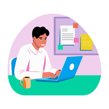 Çevrimiçi öğrenimi gösteren düz illüstrasyon