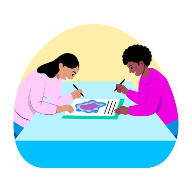 Bir laboratuvar öğrencisinin düz bir çizimi