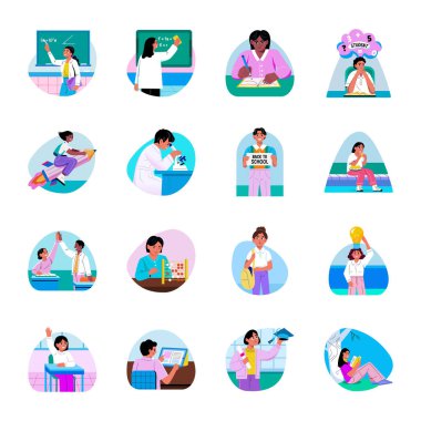 Okul Eğitimi Koleksiyonu Düz Çizimler 