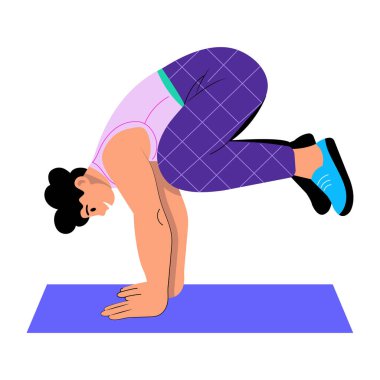 Karga pozu veren bir karakteri gösteren düz bir çizim