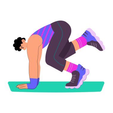 Çalışan tahta egzersizleri yapan bir karakteri gösteren düz bir çizim