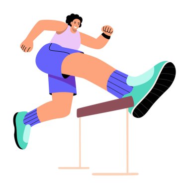 Atlama talimi yapan bir karakter, düz stil illüstrasyon
