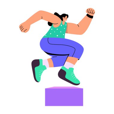 Blok egzersizi yapan bir karakteri gösteren düz bir çizim