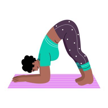 Kedi pozu veren bir karakteri gösteren düz bir çizim