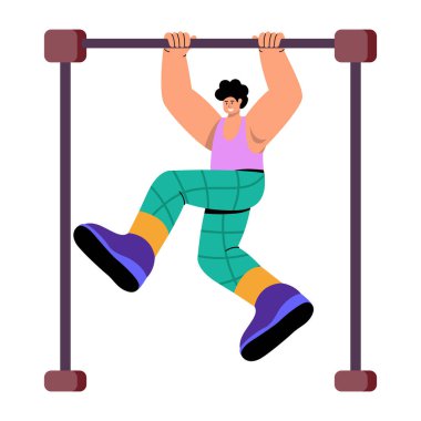 Kas egzersizi yapan bir karakteri gösteren düz bir çizim