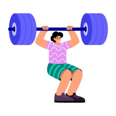 Ölü kaldırma egzersizi yapan bir karakteri gösteren düz bir çizim