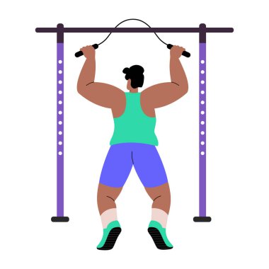 İniş egzersizi yapan bir karakteri gösteren düz bir çizim