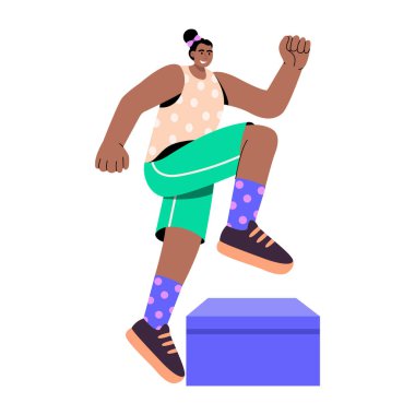 Blok çalışması yapan bir karakteri gösteren düz bir çizim