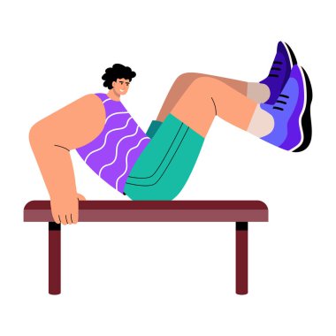 Triseps egzersizi yapan bir karakteri gösteren düz bir çizim