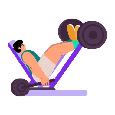 Bacak egzersizi yapan bir karakteri gösteren düz bir çizim