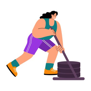 Kızak itme yapan bir karakteri gösteren düz bir çizim