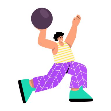 Top antrenmanı yapan bir karakteri gösteren düz bir çizim