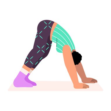 Yoga yapan bir karakteri gösteren düz bir çizim