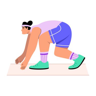 Çalışan konumu gösteren bir karakter, düz biçim illüstrasyonu