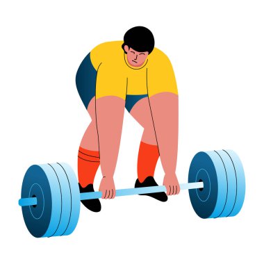 Ölü kaldırma yapan bir karakteri gösteren düz bir çizim