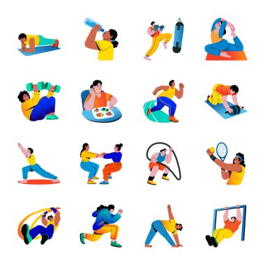 Egzersiz Düz Çizimler Koleksiyonu  