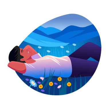 Yıldızları izleyen karakterin düz bir çizimi