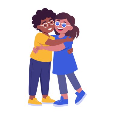 Kucaklaşan arkadaşın düz bir çizimi