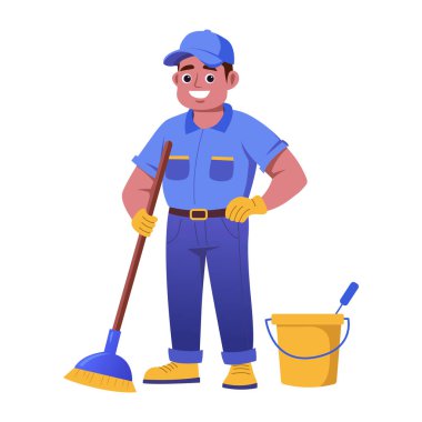 Temizlikçinin süpürgeyle yaptığı düz bir çizim.