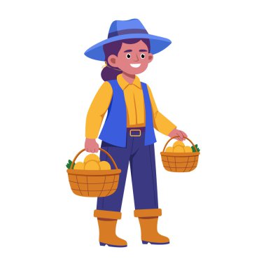 Sebze taşıyan bir çiftçinin düz çizimi