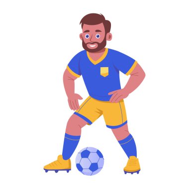 Futbol oyuncusunun topa vuruşunu gösteren düz çizim