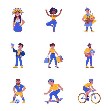 Karakter Faaliyetleri Paketi Düz Biçim Resimleri 