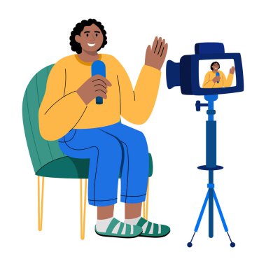 Vlog kaydedicisi tanıtım videosunun düz bir çizimi