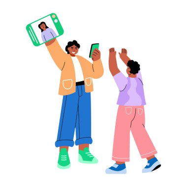 Etkileyiciyi tanıtan düz stil çizimi