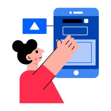 Bir karakter tasarımı web bileşeni, düz biçim illüstrasyonu