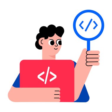 Kod analizi yapan bir yazılım geliştiricisi, düz çizim