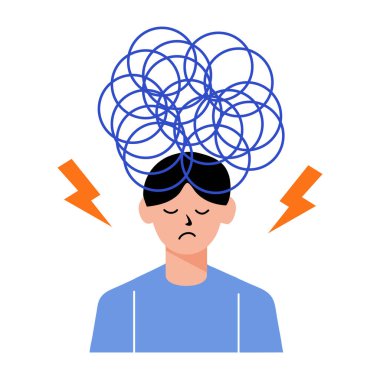 Aşırı düşünen bir karakterin düz bir çizimi