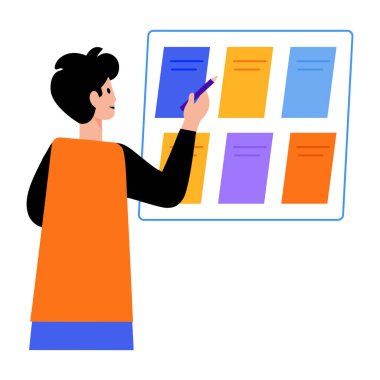 Bir karakter oluşturma planı, düz biçim illüstrasyonu