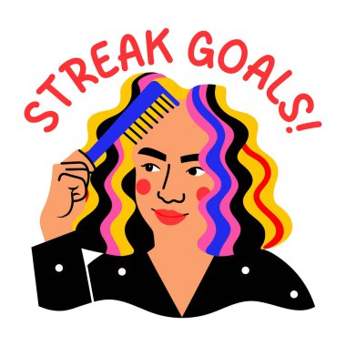 Saç hedeflerinin düz stil tipografik yapıştırması