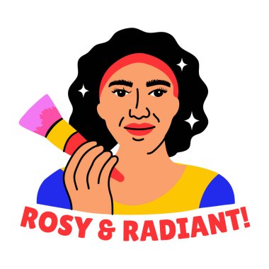 Moda kızının düz stil çıkartması.