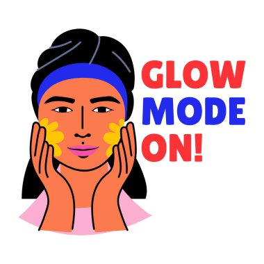 Parlak tenli bir kızın düz stil çıkartması.