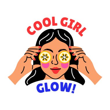 Havalı kızların cilt bakımı yaptığı düz stil bir etiket.