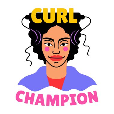 Kıvırcık saçlı bir stil çıkartması.