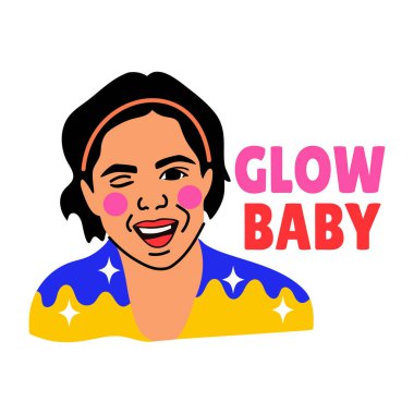 Parlak derili düz stil bir etiket ve tipografi