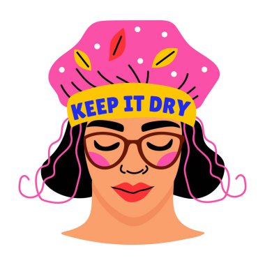 Saç bonesi kullanan bir karakterin düz stil etiketi