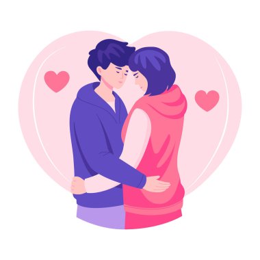 Bir çiftin birbirine yakın durduğunu gösteren düz bir resim.