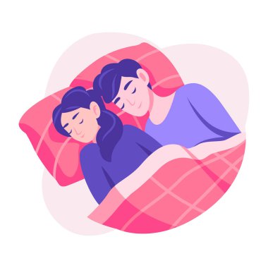 Bir çift şekerleme gösteren düz bir çizim