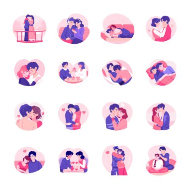 Sevgi Eşleri Sürüsü Düz Çizimler