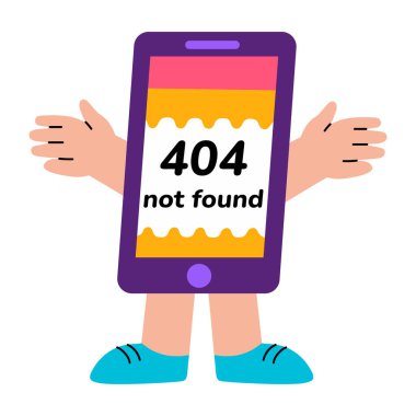 Akıllı telefon hatası gösteren düz biçim illüstrasyonu