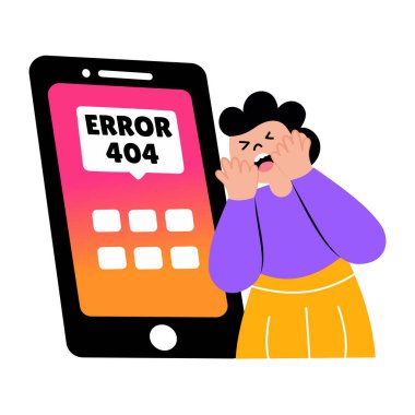 Uygulama hatası mesajı gösteren düz biçim illüstrasyonu