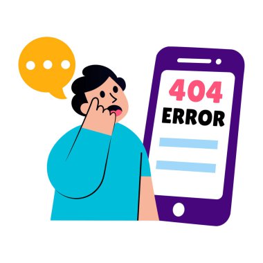 Taşınabilir hata bildirimi gösteren düz biçim illüstrasyonu