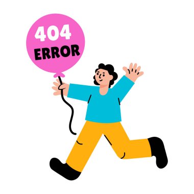 Düz biçim illüstrasyon 404 problemi gösteriyor