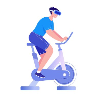 Bir kişinin vr egzersizi yaptığını gösteren düz bir çizim