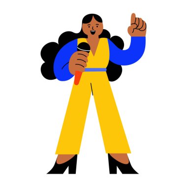 Bir kişinin konuşma yapmasını gösteren düz bir çizim