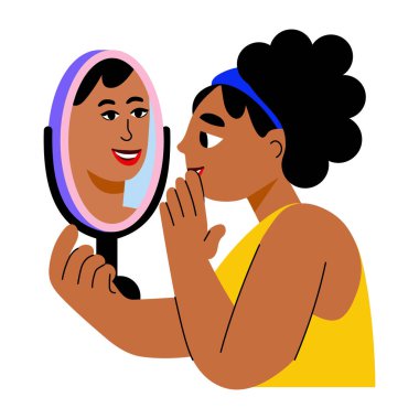 Kendini seven birini gösteren düz bir çizim.